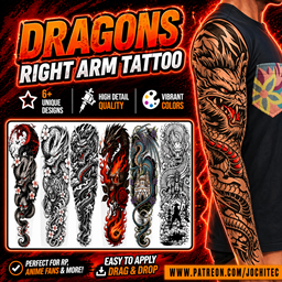 Dragons right arm tattoo by Jochi project image