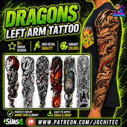Dragons left arm tattoo by Jochi logo