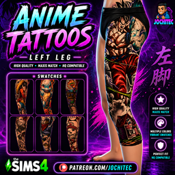 Anime tattoos left leg by Jochi logo