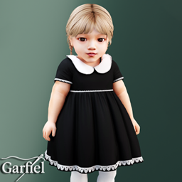 Infant - Sweet formal dress with rounded collar and lace logo
