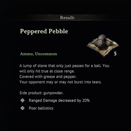 Stone bullets to peppered pebbles and gunpowder logo