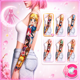 Sailor Moon Sakura Tattoo Sleeve 🌸 (Cherry Blossom 90s Anime Tattoo, Arm Sleeve CC) project image