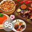 Jerk chicken, Arroz con Gandules and Flan - set "Caribbean" logo