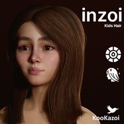 inZOI Kids Hair - Medium Length Hair with snap hair clips #006 (PHYSICS) project image