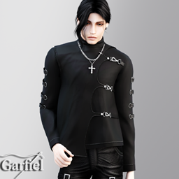 Adult - Asymmetrical buckled top with sleek dark gothic edge logo