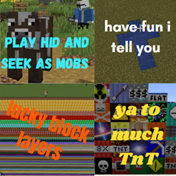 Lucky block fun with friends and  morph in to any thing logo