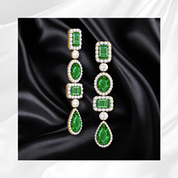 Emerald Diamond Statement Earrings 1