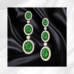 Emerald Diamond Statement  Earrings 2 project image