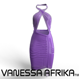 Crisscross mini dress in purple vinyl logo