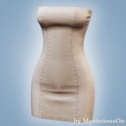 Strapless leather bodycon mini dress logo