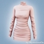 Ruched turtleneck bodycon dress logo