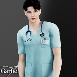 Adult - Clean medical scrubs set with realistic professional details logo