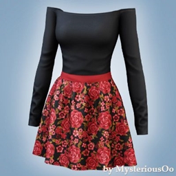 Off-shoulder floral skater outfit logo