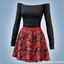 Off-shoulder floral skater outfit logo
