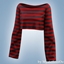 Striped cropped long sleeve top logo