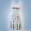 Floral strap ruffle hem dress logo