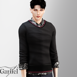 Adult - Casual sweater layered over floral patterned dress shirt logo