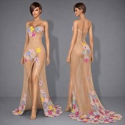 Sheer Floral Applique Corset High Slit Gown project image