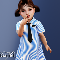 Toddler - Playful striped dress with tie and school inspired charm project image