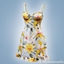Floral bustier ruffle hem dress logo