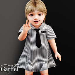 Infant - Cute striped dress with playful tie and badge detail project image