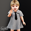 Infant - Cute striped dress with playful tie and badge detail logo