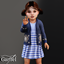 Toddler - Cozy layered outfit with plaid dress and floral cardigan logo