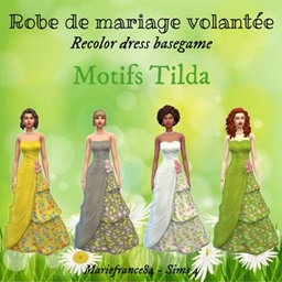 Weddingdress flutter // Look floral // Recolor dress basegame project image