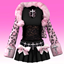 【 SUSHI77 】 S267 Cross Plush Black Pink Short Skirt Set logo