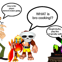 Dr. heinz doofenshmirtz's and gruntilda's banjo-kazooie tormentinator 3000. logo