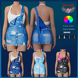 denim skirt overalls  V56 logo