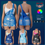 denim skirt overalls  V56 logo
