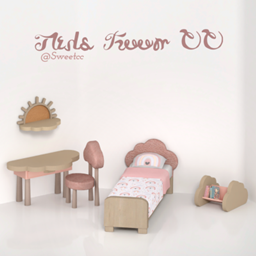 Sweetcc - Kids Room CC | Sun-Shaped Bookshelf, Desk, Bed & Chair project image