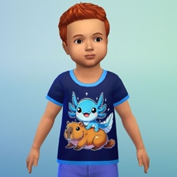 Toddler Riding Axolotl Top logo