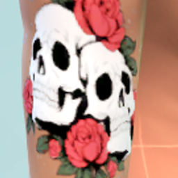 Skull Tattoo with  red Roses Upper Arm Tattoo logo