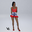Skirt set ripped denim mini with sleeveless top logo