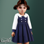 Toddler - Classic collared dress with soft layered charm logo