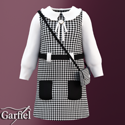 Toddler - Houndstooth pinafore dress with preppy school charm project image