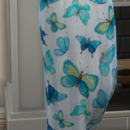 long denim skirt with butterflies logo
