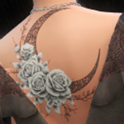 Gothic moon and rose tattoo logo