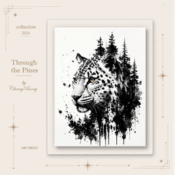 Series of paintings Wild Animals part # 4 Looking Through Pine logo