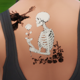 Skeleton with raven tattoo logo