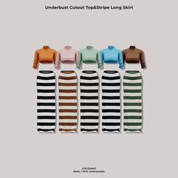 [cocomint] Underbust Cutout Top&Stripe Long Skirt logo