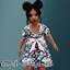 Toddler - Rose print dress with oversized bow detail logo