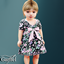 Infant - Floral bow dress with short sleeves and contrast trim logo