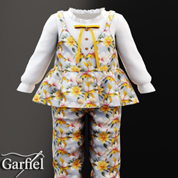 Infant - Floral suspender pants outfit with ruffled blouse project image