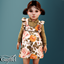 Toddler - Floral pinafore dress layered over a collared blouse logo