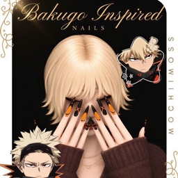 Bakugo Inspired Nails ft KIRA logo