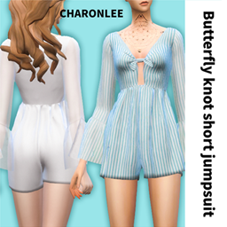 Butterfly knot short jumpsuit logo