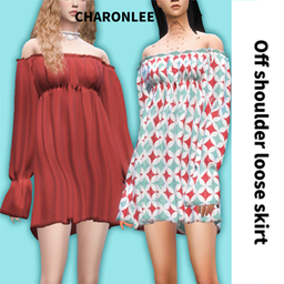 Off shoulder loose skirt logo